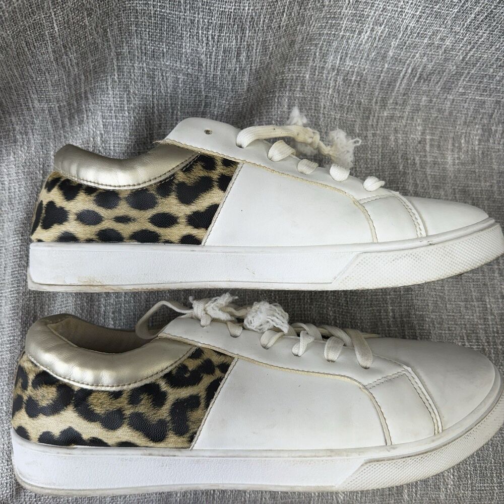 BOBBIE BROOKS Womens Lifestyle Sneakers Sz 10 White Leopard Animal Print shoes